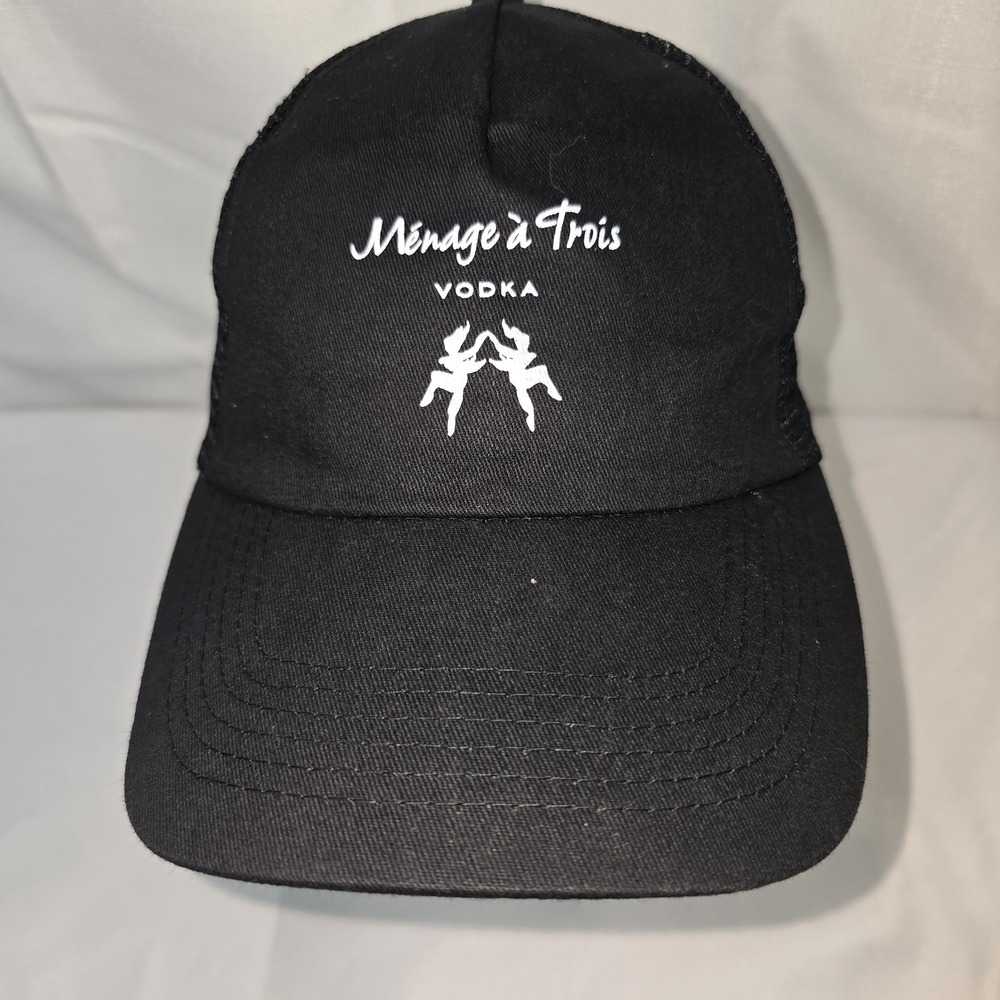 Menage a Trois Vodka‎ Trucker Hat HitWear Black Snapback Mesh Cap Mens OSFA